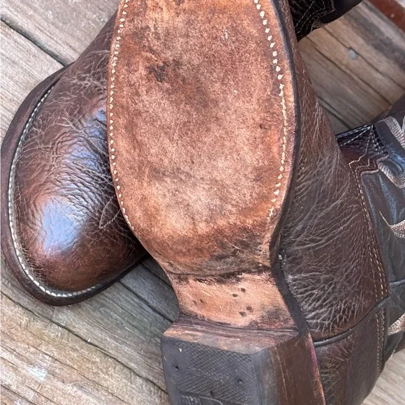 Nocona Men's Brown Bullhide Leather Western Cowboy Boots Sz 8.5EE Wide - Picture 9 of 9
